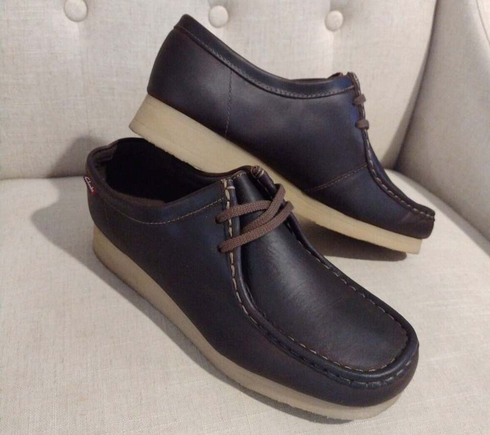 Clarks Wallaby Shoes Women Sz 11 dark Brown lace up moccasin Perfect used SC1